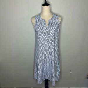 J. MCLAUGHLIN Catalina Cloth Sleeveless Notch Neck Shift Dress in Blue and White